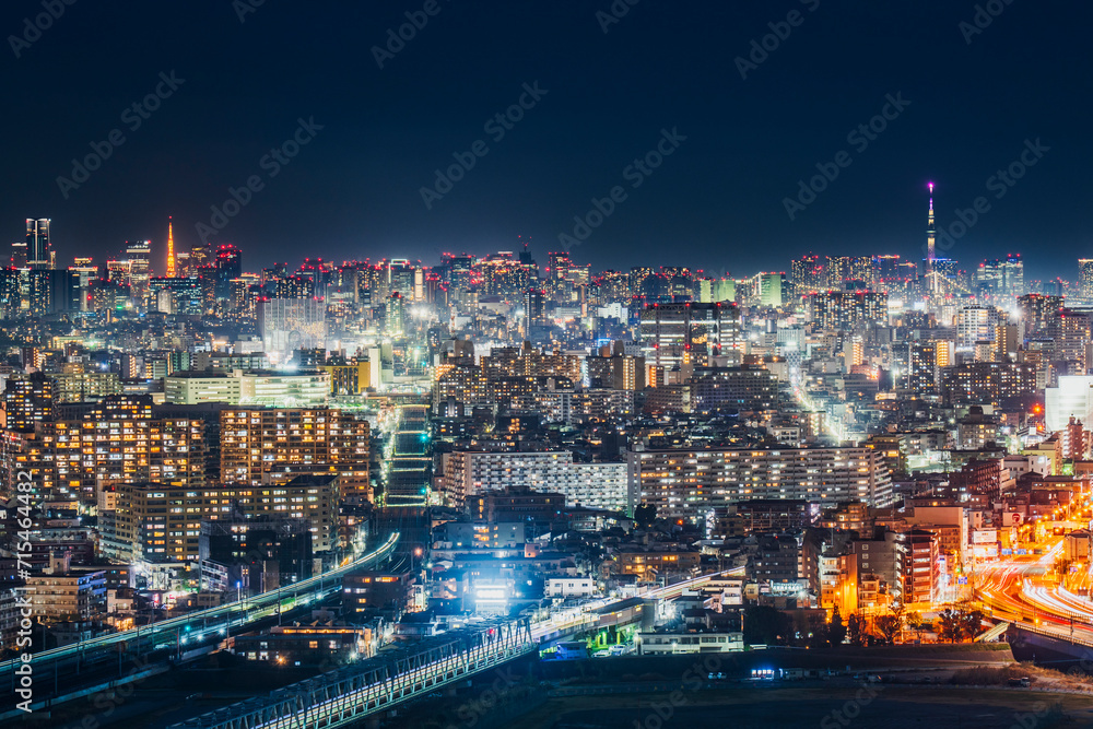 川崎から見る東京の都市夜景【神奈川県・川崎市】　
Illuminated night view of Tokyo