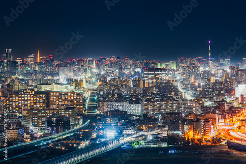 川崎から見る東京の都市夜景【神奈川県・川崎市】　
Illuminated night view of Tokyo photo