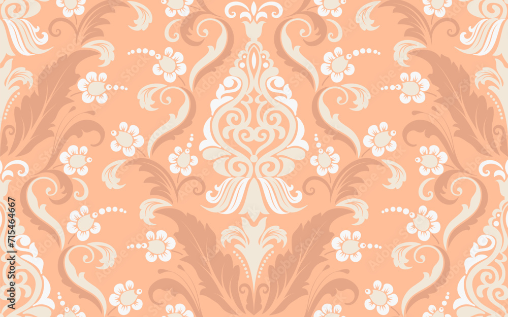 Damask seamless pattern element. Vector classical luxury old fashioned damask ornament, royal victorian seamless texture for wallpapers, textile, wrapping. Vintage exquisite floral baroque template.