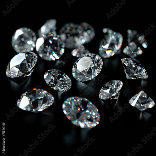 Group of Diamonds on Black Background