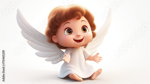 Cute angel 3d cartoon isolated in white background