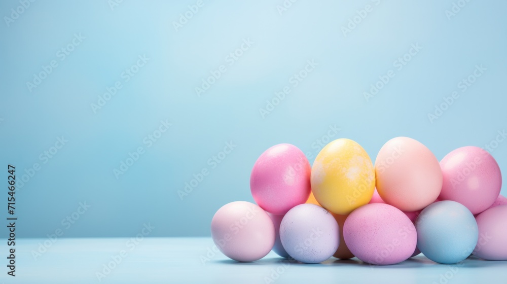 Soft hues of pink, blue, and yellow converge, providing an idyllic Easter background for advertising creativity. Soft hues of pink, blue, and yellow converge, providing an idyllic Easter background for advertising creativity.