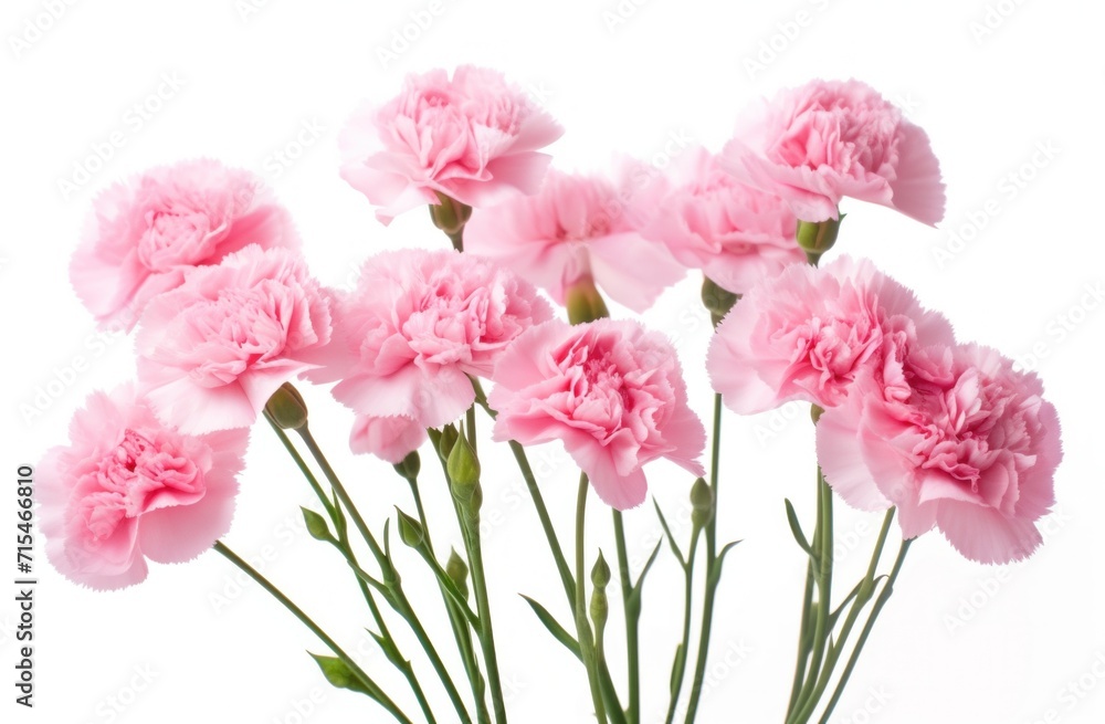 pink carnations arranged on a white background. pink carnations arranged on a white background.