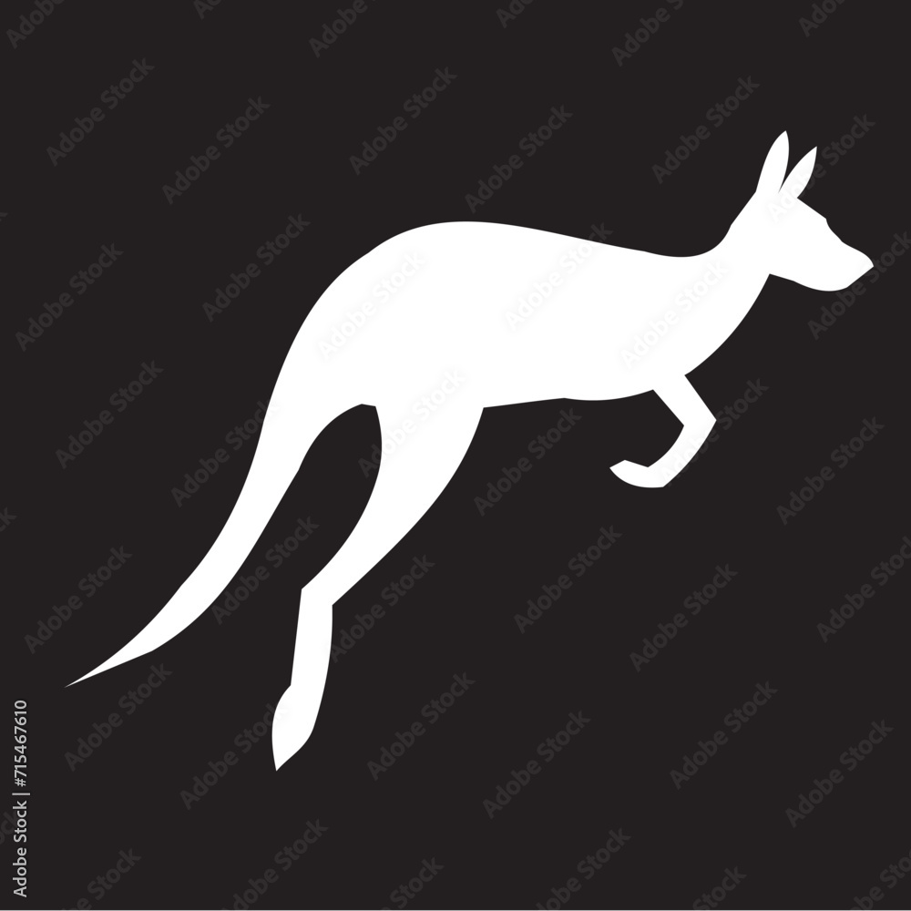 White kangaroo vector design on black background for logo White kangaroo vector design on black background for logo