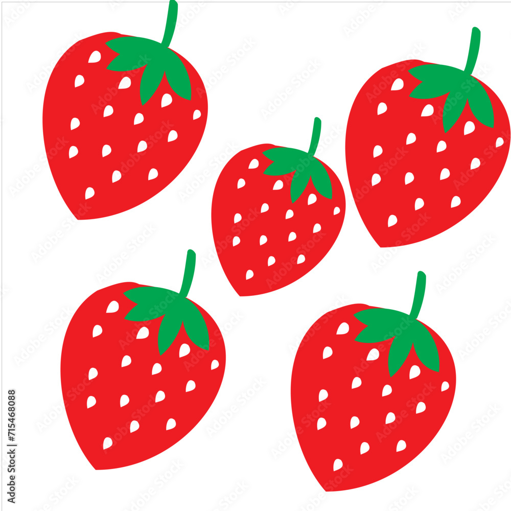 five strawberries on a white background five strawberries on a white background