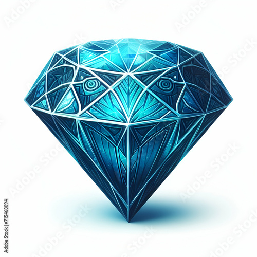 Blue diamond on white background