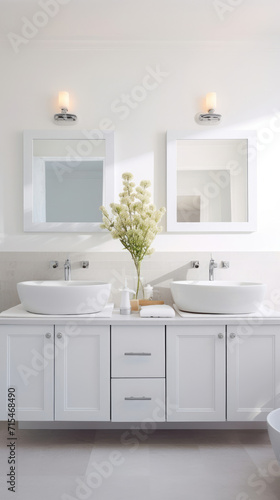 Bathroom With Two Sinks and Two Mirrors for Convenient Use and Efficient Morning Routines