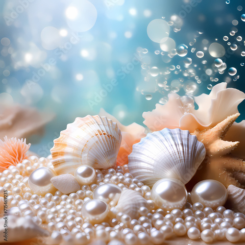 sea shells and pearls, sea shells on the beach © Shazib