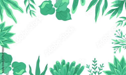 Template with abstract green leaves  horizontal background  space for text. Vector illustration for banner and poster design.