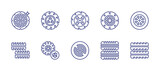 Tyre line icon set. Editable stroke. Vector illustration. Containing tire, rim, recycling, wheel, tyre.