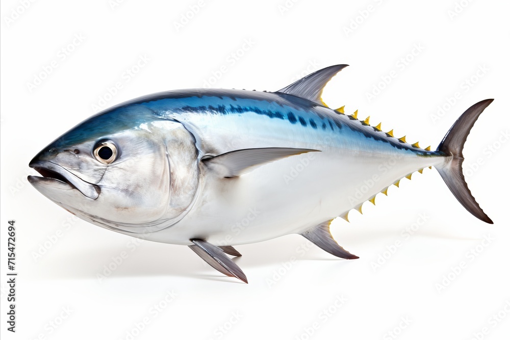 Fototapeta premium Fresh raw tuna steak isolated on a clean white background for culinary and seafood concept