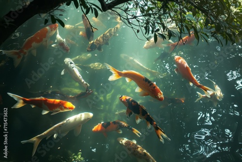 Koi Fish Swimming in a Pond © Zero Zero One