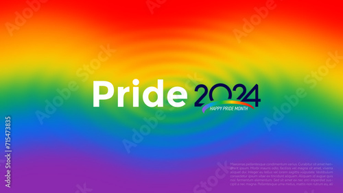 2024 pride month. Gradient Background with LGBTQ Flag Colours. Banner with LGBT Flag Wave. Pride abstract background in mesh vector art file. Pride Rainbow Flag Wave Design Element.