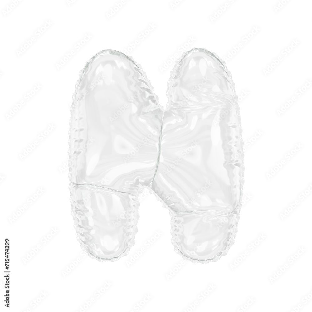 3d illustration transparent glass letter N 3d illustration transparent glass letter N