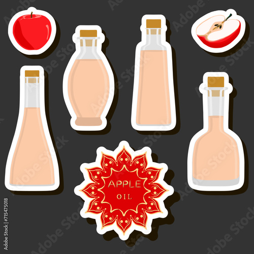 Illustration on theme big set different types liquid oil, bottle various size