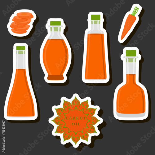 Illustration on theme big set different types liquid oil, bottle various size