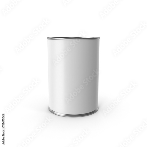 Empty open tin can Ribbed metal tin can, 3D rendering of canned food. Ready for your design. Product packing, open tin can isolated on white background.