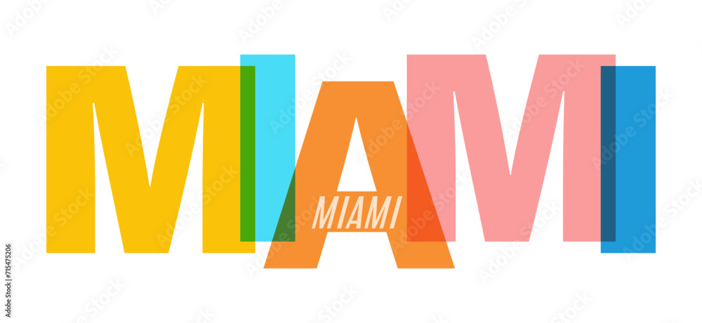 Fototapeta premium MIAMI. The name of the city on a white background. Vector design template for poster, postcard, banner