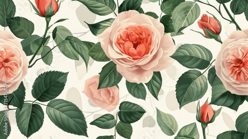 Watercolor of rose on white background