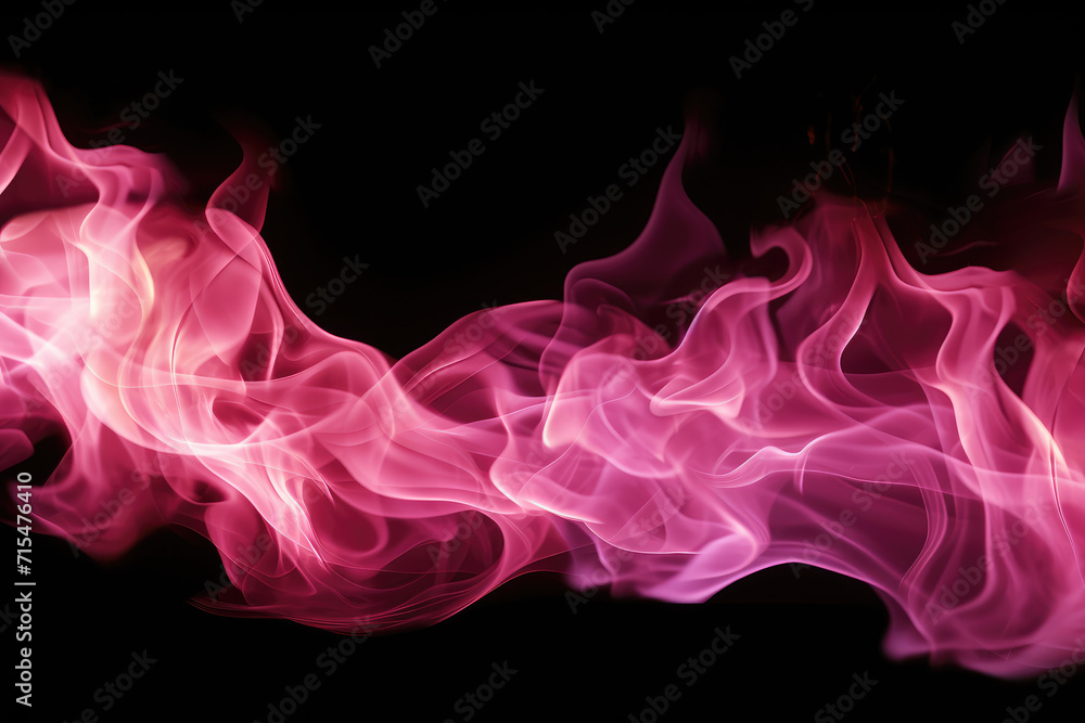 Tongues of pink fire on clear black background, pink flames and sparks background design Tongues of pink fire on clear black background, pink flames and sparks background design
