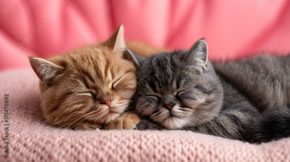 Cute two cats on Valentine's Day Cute two cats on Valentine's Day