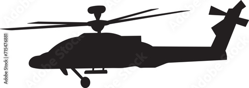 helicopter black silhouette, on white background vector