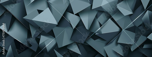 Many Dark Blue Triangle Shapes, Lots of Lit 3D Pyramids, Abstract Futuristic Background, Texture Design