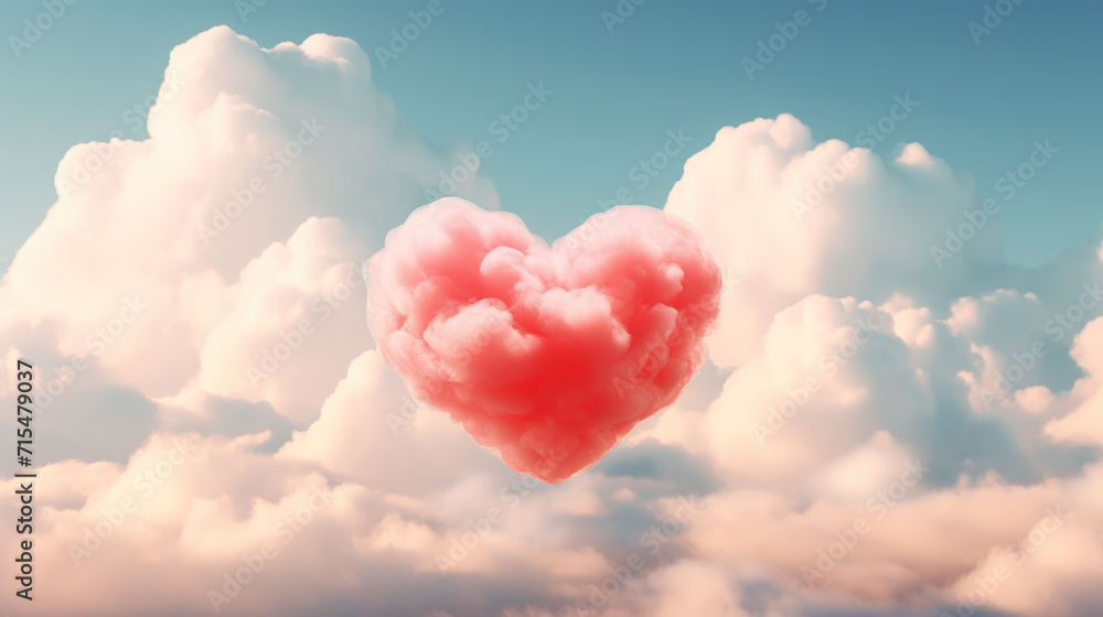 Fototapeta premium Balloon in heart shape on background sky.