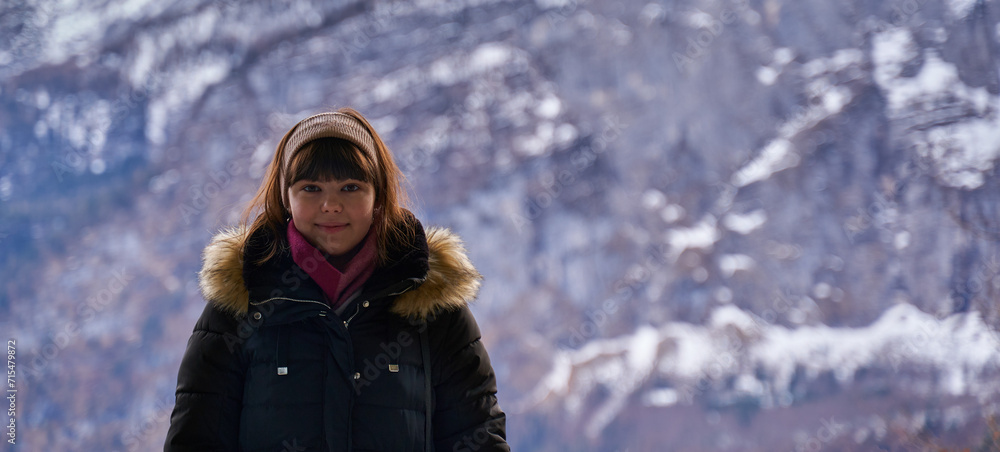 Woman tourist in winter coat outdoor Woman tourist in winter coat outdoor