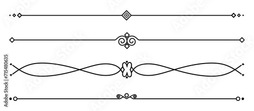 Set of vintage decorative dividers. Border collection in minimal style isolated on white background. Ornamental lines, border and page frame. Hand drawn decorative calligraphic elements. Vector design