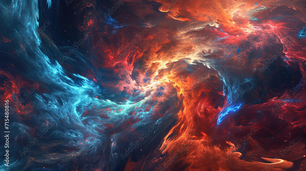 Interstellar abstract background flowing cosmic energy in contrast of light and dark
