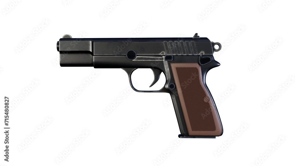 Handgun isolated on transparent background. PNG.