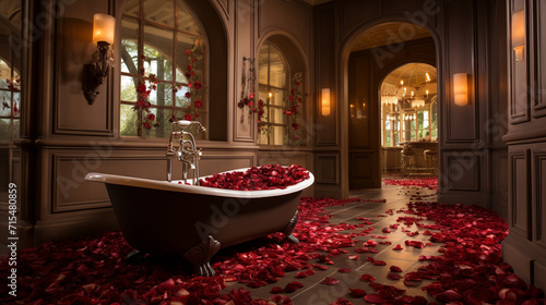 bath with candles and flowers photo