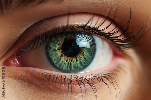 Macro photo of a woman's beautiful green eye