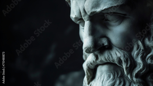stoic statue sculpture focus on head face inspirational background