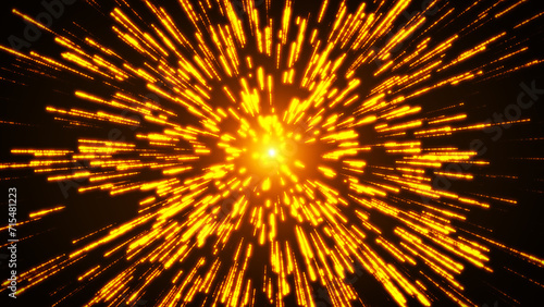 Gold glitter explosion. Star burst with sparkles.