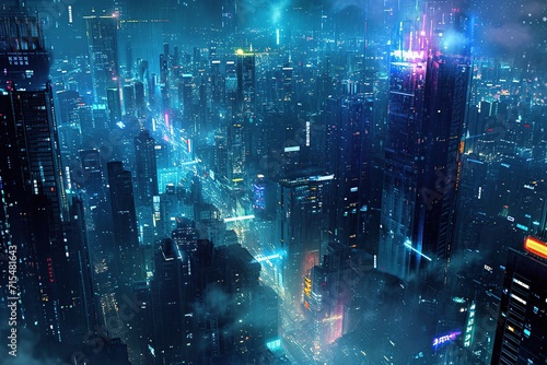 Future technology city filled with stars