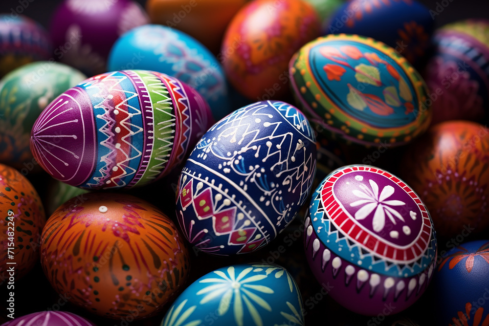 unusual bright painted Easter eggs with ornaments unusual bright painted Easter eggs with ornaments