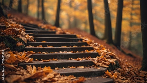 Steps amidst autumn foliage photo