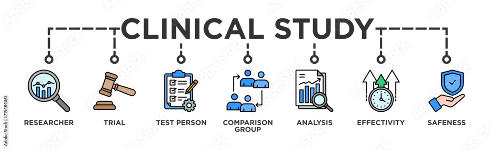 Clinical study banner web icon vector illustration concept for clinical ...