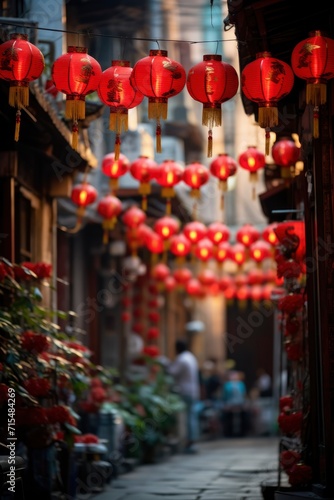 traditional Chinese hanging lanterns. Generative ai