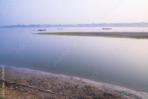 Natural Landscape view of the Bank of the Padma River with The Blue water