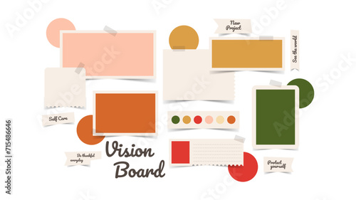 Vector photo collage template moodboard pictures grids vector illustration, vision board	