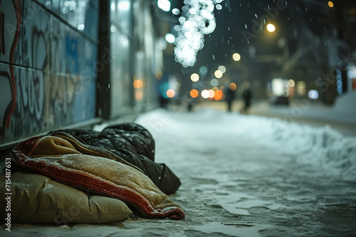 A night shelter offering warmth and safety to the homeless during harsh winter months - serving as a compassionate temporary haven in response to extreme cold. photo