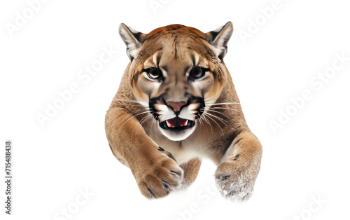 Pouncing Cougar Graceful Jump in the Wilderness on Transparent or clear Background PNG