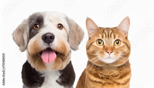 dog and cat with funny faces isolated on white cartoon vector illustration generated by © Faith