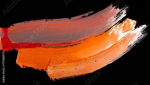 red and orange brush strokes isolated on transparent background cutout