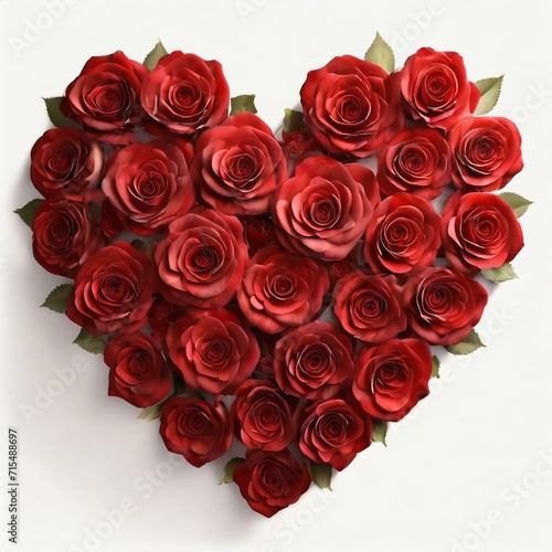 Heart shape created from vibrant red rose petals  symbol of love and romance  Valentine s Day concept  floral heart  beauty in nature  romantic gesture  petal arrangement  isolated on white backgroun