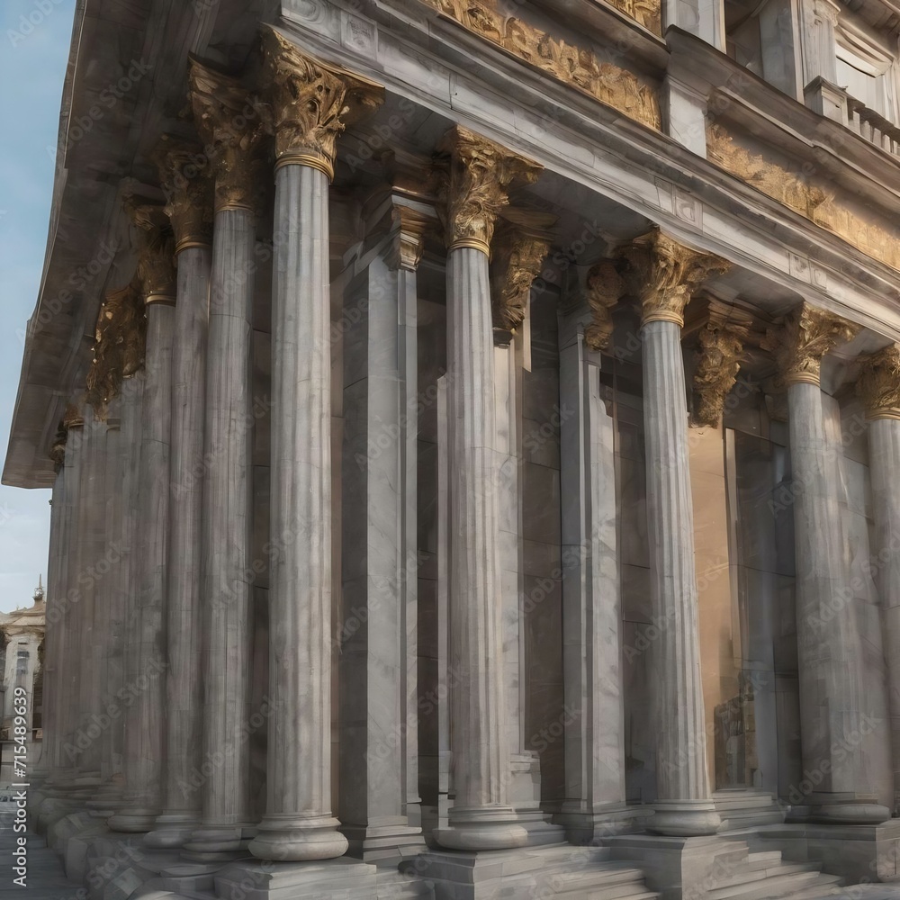 Obraz premium Grey marble column details on building