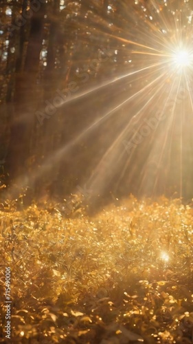 Natural light lens flare on gold background sun ray effect © Wix